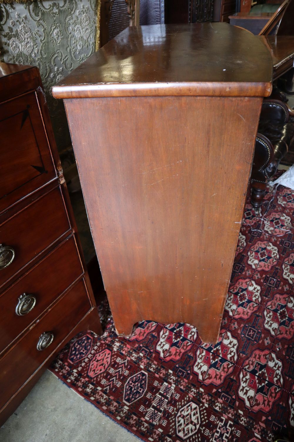 A Regency mahogany bowfront chest, width 100cm depth 51cm height 102cm